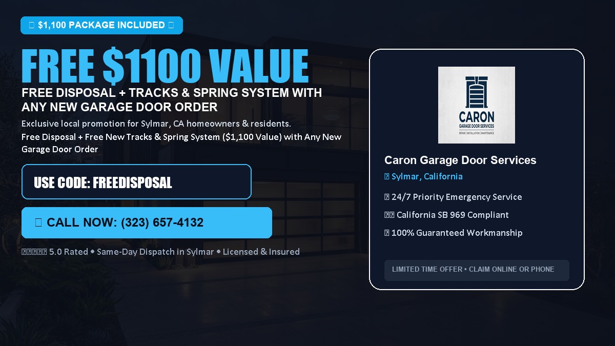 Free Disposal + Free New Tracks & Spring System with Any New Garage Door Order ($1100 Value) in Sylmar, CA