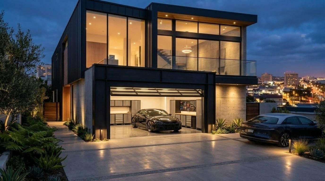 Caron Garage Door Services Overhead Garage Door Gliding Open in Sylmar, CA